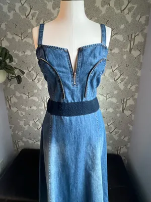 Denim corset maxi dress Blue Size L thumbnail 4