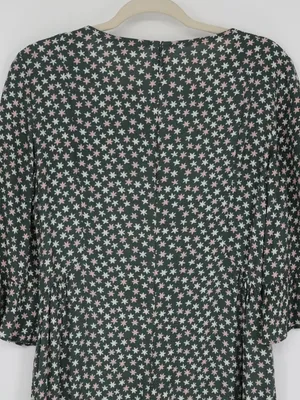 Boden Hyacinth Dress 8R Green Scattered Stars 3/4 Flutter Sleeve 100% Viscose thumbnail 8