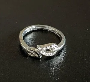 Adjustable silver leaf open ring thumbnail 5