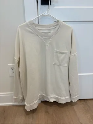 Natural Reflections Cream Oversized Pocket Pullover Size XL thumbnail 2