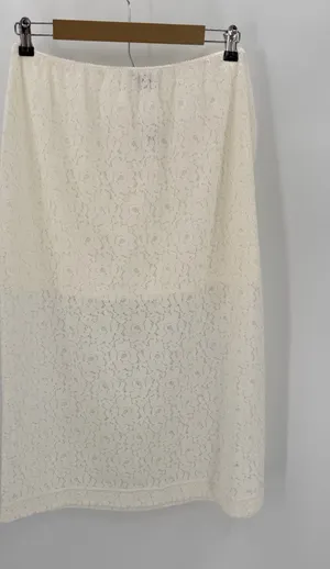 Old Navy Skirt Women’s L Cream High Waisted Lace Midi Pull On Summer Casual NWT thumbnail 1
