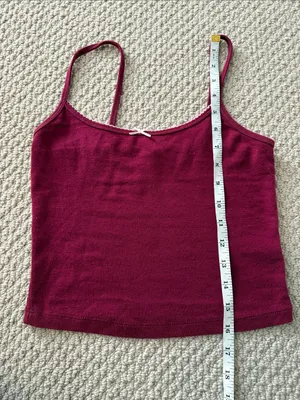 Garage Size Small Women's Burgundy Spaghetti Strap Tank Top thumbnail 2