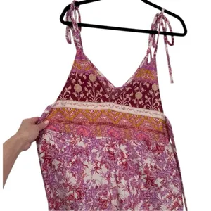 Free People Leona Floral Printed Jumpsuit Lilac Size Medium Boho Beachy Festival thumbnail 10