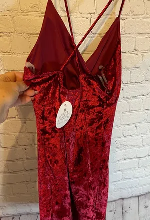 NWT Red crushed velvet mini dress, M thumbnail 2
