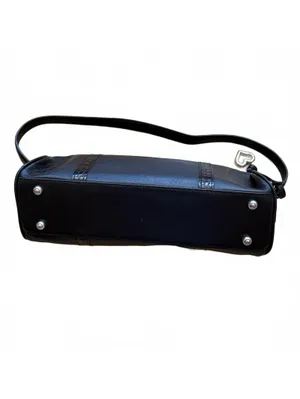 Brighton Black Leather Shoulder Bag Croc Embossed Heart Hardware Buckle C687292 thumbnail 4