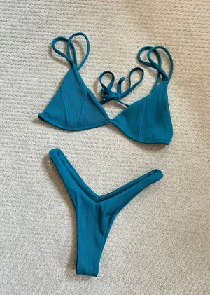 Kulani Kinis teal “Cactus Ribbed” Bikini Set thumbnail 1