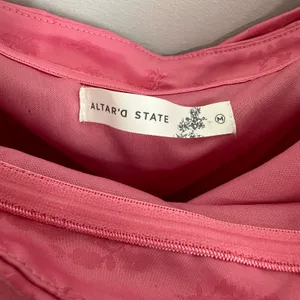 Altar’d State Strapless A-line Bow Mini Dress Pink Satin Size Medium Romantic thumbnail 8