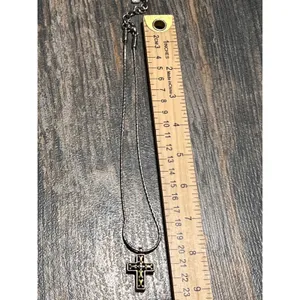Brighton Seville‎ Cross Necklace Reversable Silver Gold 16" Two-Tone Scrollwork thumbnail 7