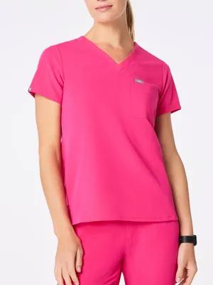 NWT FIGS Casma 3 Pocket Scrub Top 6XL Shocking Pink Technical Collection thumbnail 1