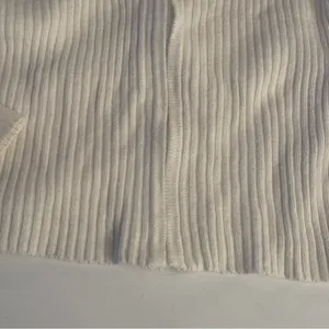 Hollister White Crop Ribbed Zip Up Sweater Hoodie thumbnail 2