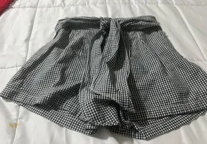 Anthropologie Black & White Gingham High-Waist Tie Shorts thumbnail 1