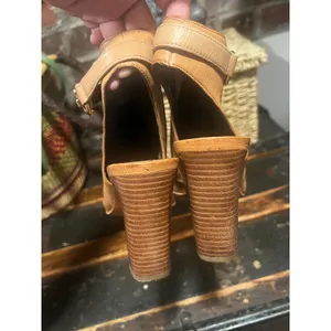 Coach Tan Leather Peep Toe Slingback Block Heel Booties 7 thumbnail 5