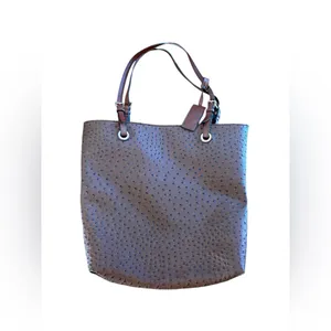 Scarleton Brown Ostrich Embossed Tote 17” Y2K Boho Luxe Oversized Bag thumbnail 2