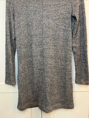 Lou & Gray Heathered Gray Ribbed Turtle Neck Long Sleeve Dress - Size Medium thumbnail 9