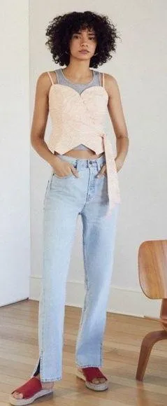Urban Outfitters NWT BDG Split Raw Hem High Waisted Mom Jeans thumbnail 1