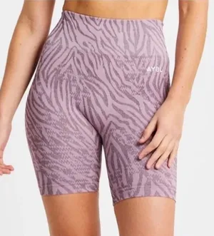 AYBL‎ Animal Print Seamless Bike Shorts Women's S Purple Activewear thumbnail 1