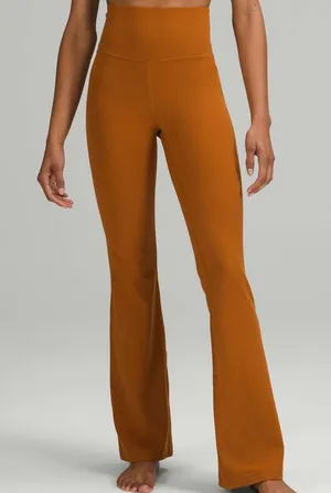 Lululemon Groove Super High Rise Flared Nulu Pants Size 4 Brown Yoga Pilates Gym thumbnail 1