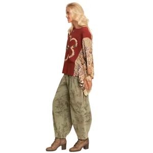 NWT DANI & DAVI Women’s Boho Flower Appliqué Printed Poncho Top thumbnail 3