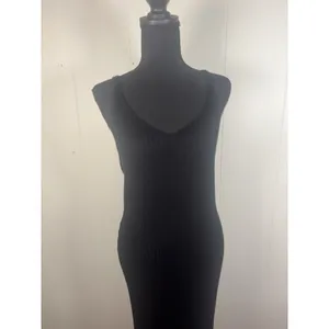 Abercrombie & Fitch Ribbed Midi Dress Ivory V-Neck Tank Sweater‎ Slit Size S thumbnail 3