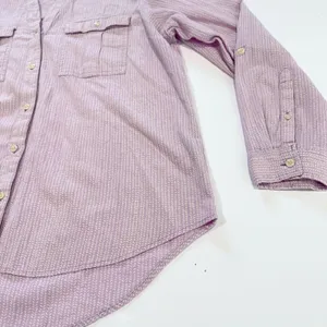 LL Bean Lavender Herringbone Organic Cotton Button Up Hi Low Shirt‎ Size XL thumbnail 6