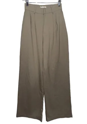 Abercrombie & Fitch Tan Pleated High Waisted Wide Leg Trousers Pants Size XS L thumbnail 1