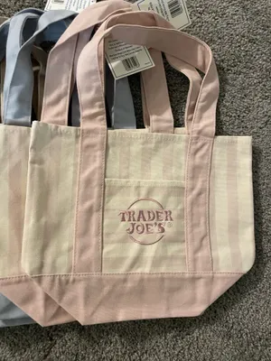 Trader Joe’s striped mini tote bag Pink thumbnail 2