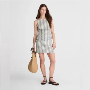 NWT Madewell Ruched Squareneck Tank in Linen-Cotton BROKEN ZIPPER thumbnail 3