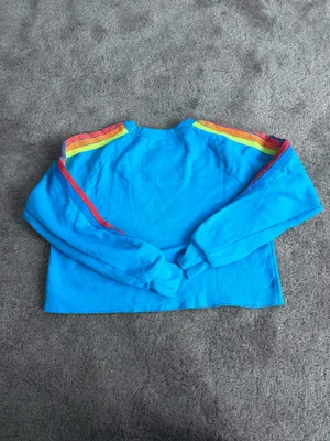 Aviator Nation Nein Blue Cropped Crewneck Sweatshirt 5 Stripes thumbnail 7