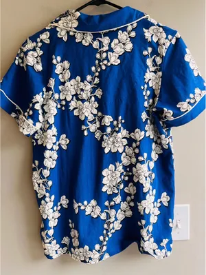 Bed Head Organic Cotton Navy Shadow Blossom Pajama TOP Only thumbnail 5