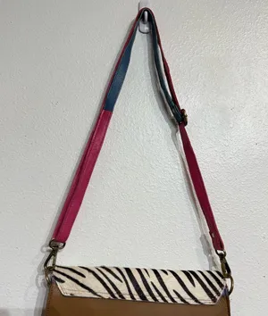 Pink Zebra Leather Crossbody Purse thumbnail 9