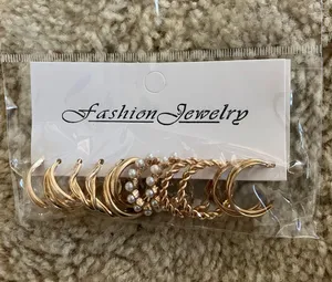 Gold 12PCS Bulk Set Hoop Earrings thumbnail 2