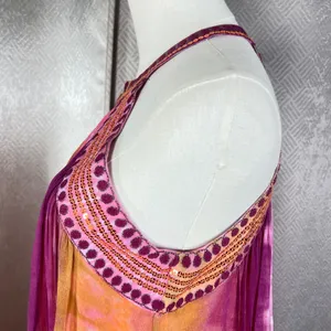 Zara Pink Orange Tie Dye Sequin Halter Maxi Dress Bohemian Festival Size M thumbnail 7