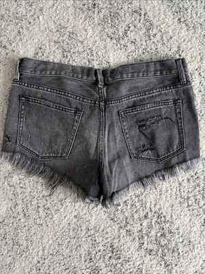 We the Free Free People Washed Black Distressed Denim Shorts Size 27 thumbnail 3