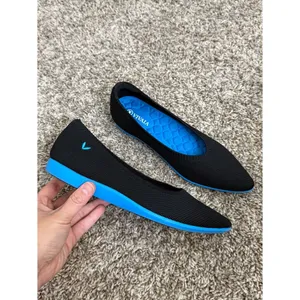 Vivaia Lightweight Pointed Toe Ballet Flats Womens 37 Aria Walker Black Lapis thumbnail 3