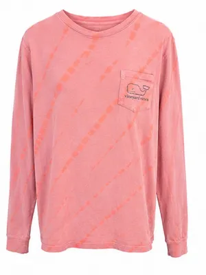 Vineyard Vines Pink Tie-Dye Long Sleeve Whale Pocket Tee — Size Large thumbnail 1