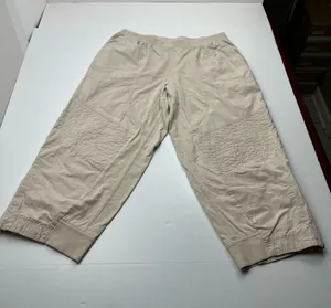 Daily Practice Beige‎ Cream Cropped Pants Womens Size Medium Petite Wide Leg thumbnail 1