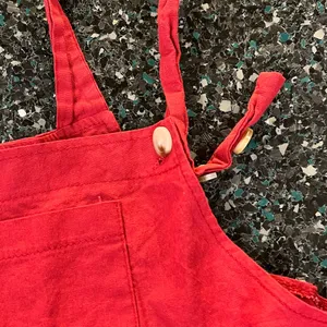 Women’s Red Medium 100% Cotton Overall Jumpsuit Romper thumbnail 3