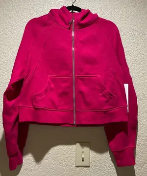 Lululemon NWT Scuba Oversized Half Zip Hoodie Jacket Hot Pink Silver Hardware XS thumbnail 1