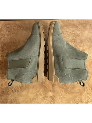 Sorel Evie II Chelsea Waterproof Suede Ankle Boots Green Women's Size 8 thumbnail 6
