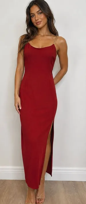 VTG Jessica McClintock Gunne Sax Maxi Dress 9/10 Red Rhinestone hoco no 90s Y2K thumbnail 1