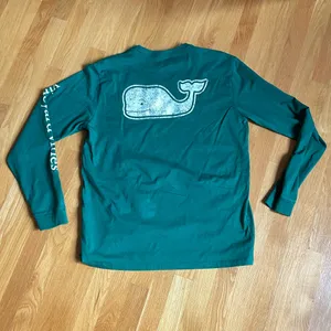 Vineyard Vines Men’s Long Sleeve Pocket T-Shirt Green Whale Logo 100% Cotton M thumbnail 5