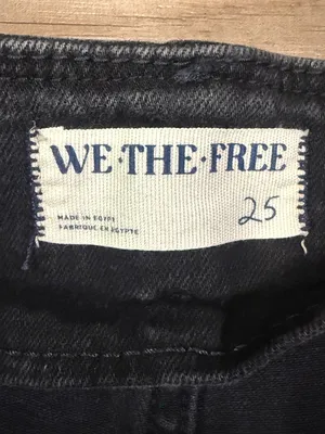 We The Free Level Up Slit Slim Flare Jeans Black Raw Hem Size 25 thumbnail 5