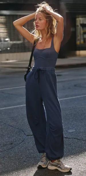 FREE PEOPLE Movement Inbound Onesie Stretch Jumpsuit in Black Size Medium thumbnail 1