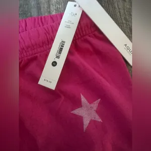 NWT $78 Aqua Athletic Pink Star‎ cropped jogger Sweatpants size XS thumbnail 4
