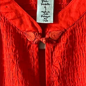 Free People Womens Embroidered Sleeveless Smocked Red Tunic‎ Top Size 4 thumbnail 5