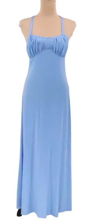 Ryan‎ Keith Vintage 70s Halter Maxi Dress Jacket Womens Size 6 Blue Babydoll Y2K thumbnail 1
