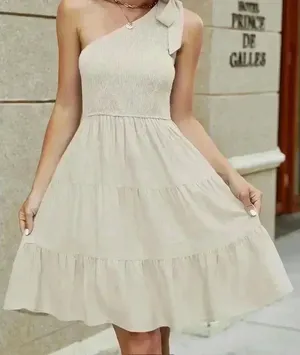 ZESICA Women's‎ Summer Boho One Shoulder Sleeveless Dress- ruffle- Size Small thumbnail 1