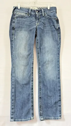 Ariat REAL Denim Womens Mid Rise Straight Leg Jeans Medium Wash‎ Western 29R thumbnail 1