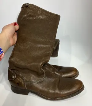Frye Melissa button back knee high boots brown leather size 8‎ thumbnail 1