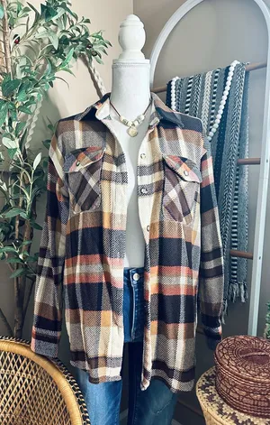Natural Reflections Plaid Flannel Button Up Shirt Fall Shacket Small thumbnail 1